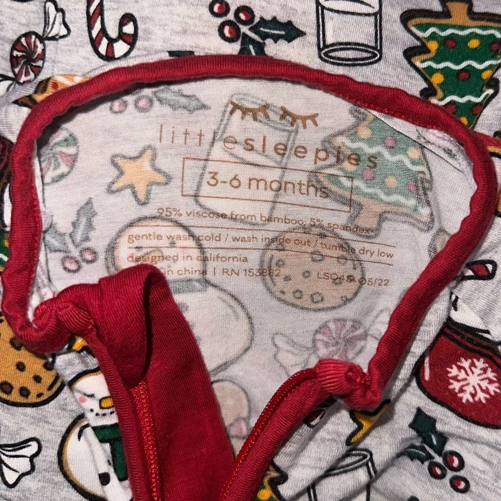 Little Sleepies Holiday Treats Christmas Festive Bamboo Zippy Pajamas 3-6 M